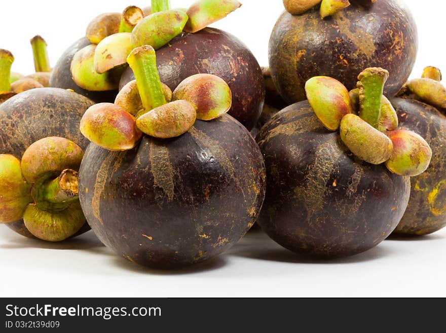 Mangosteen on white background