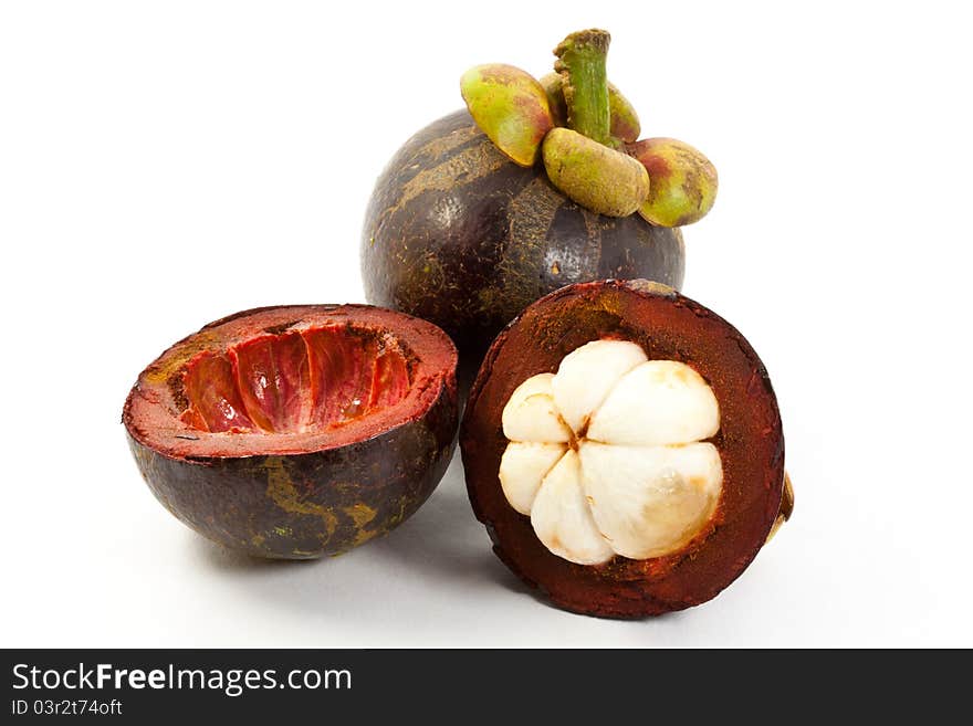 Fresh mangosteen isolated on white background