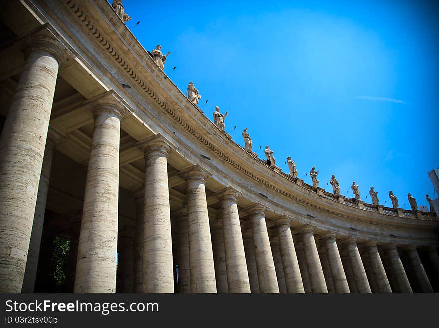 Bernini`s colonnade of St. Peter's Basilica in Vatican, Rome, Italy