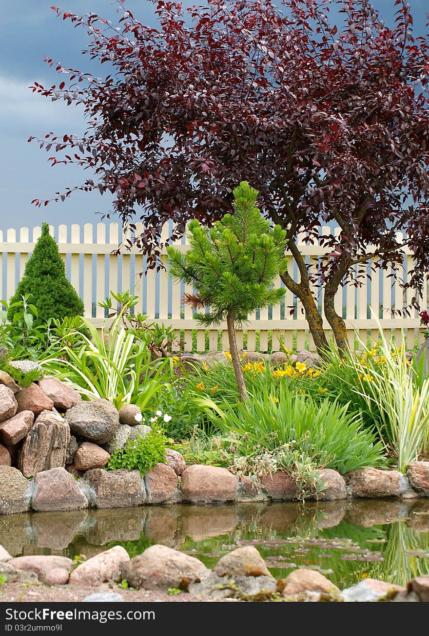 Colorful green garden in summer. Colorful green garden in summer