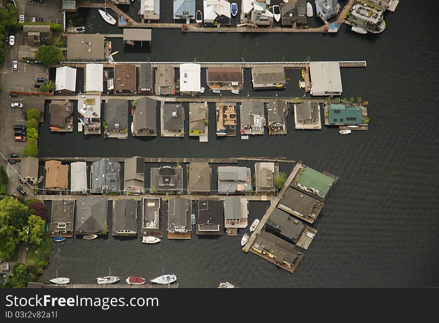 House Boats on Lake Union - Aerial