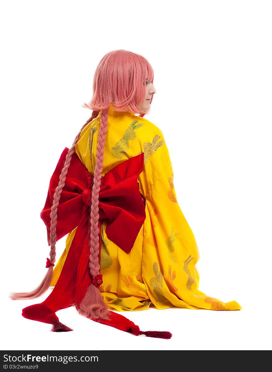 Girl in cosplay character kimono costume