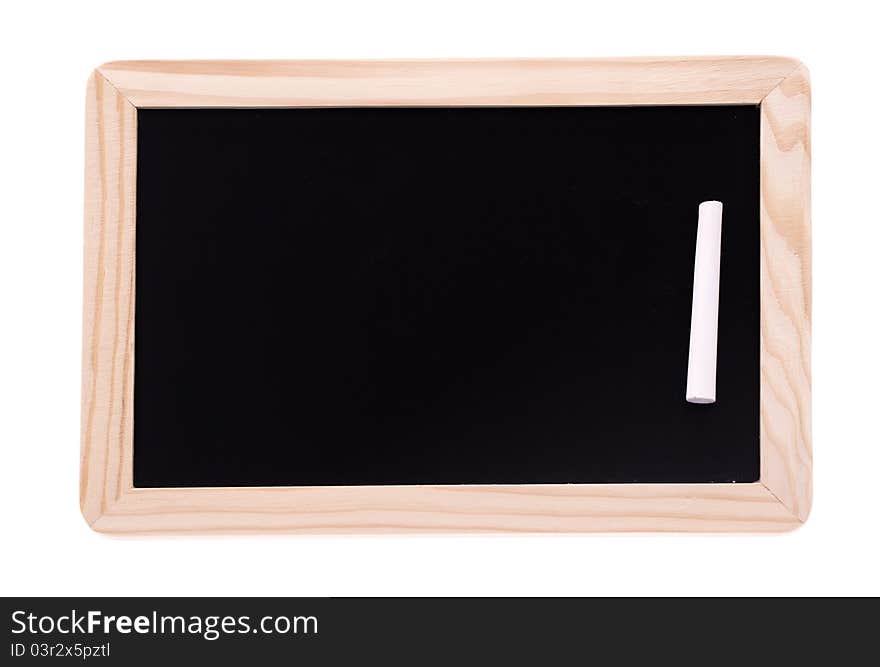 Child's Mini Chalkboard with a chalk on it against the white