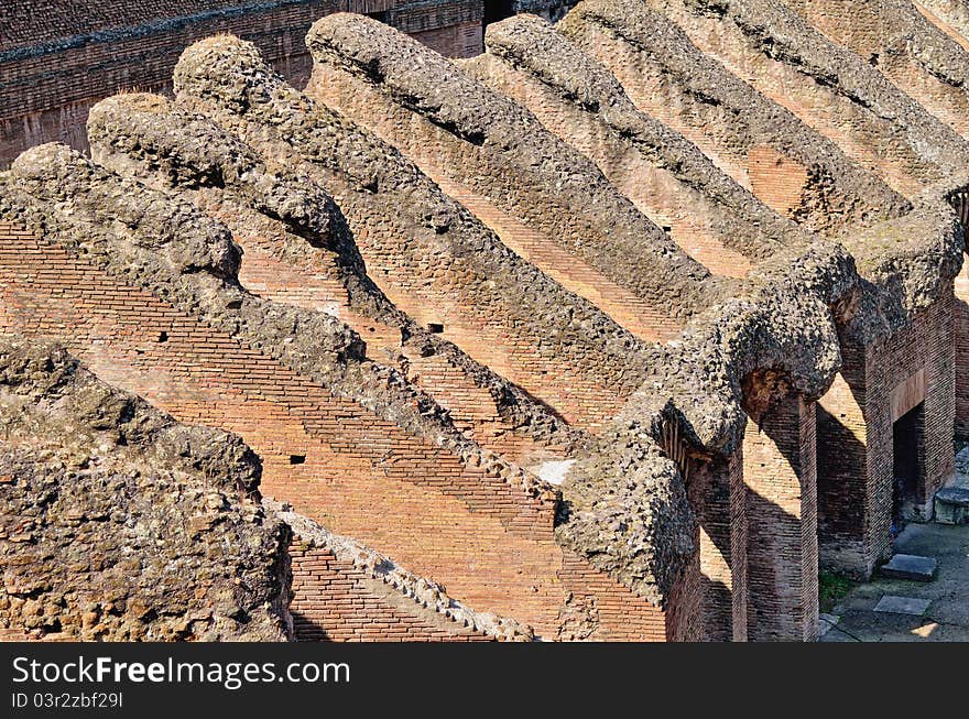 Ancient ruins Roman Colosseum. View from inside. Ancient ruins Roman Colosseum. View from inside