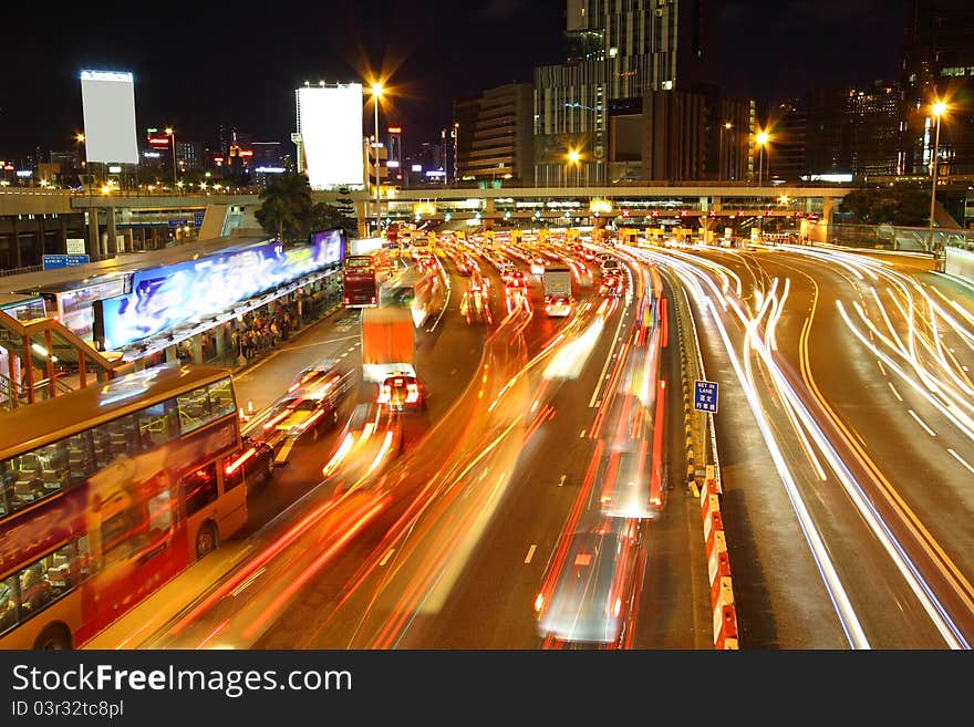 Traffic Jam In Hong Kong Outside The Tunnel