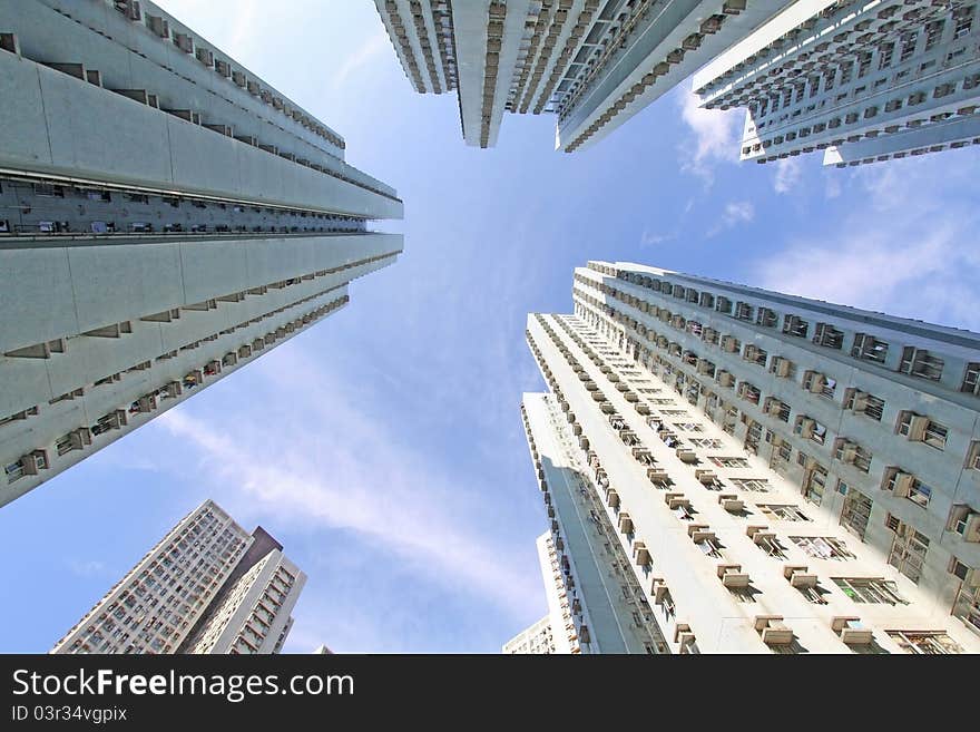 Hong Kong crowded apartment blocks