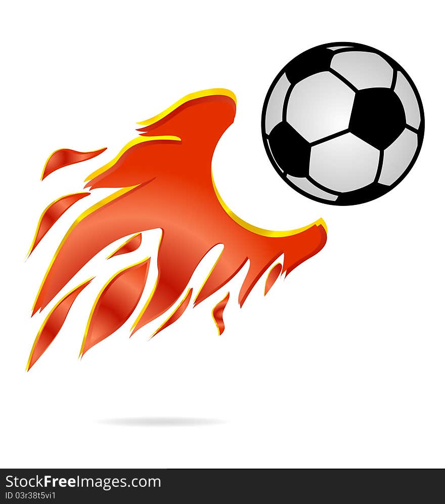 Sport fly and fire football ball sign isolated