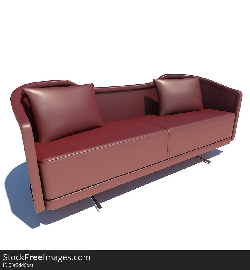 Red Sofa in white background, interior and furniture category 3D Rendeing. Red Sofa in white background, interior and furniture category 3D Rendeing