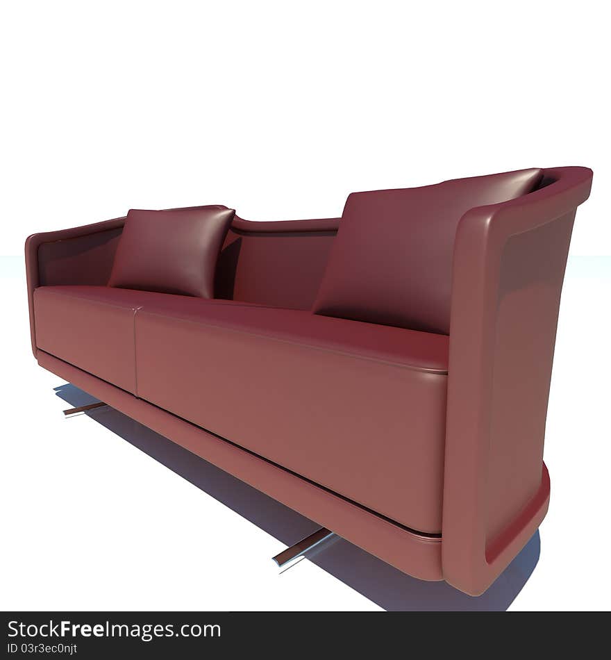 Red Sofa 3D Rendering