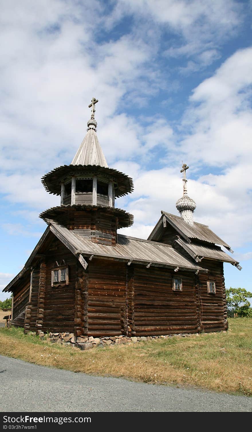 Old wooden church on Kizhi island in Russia