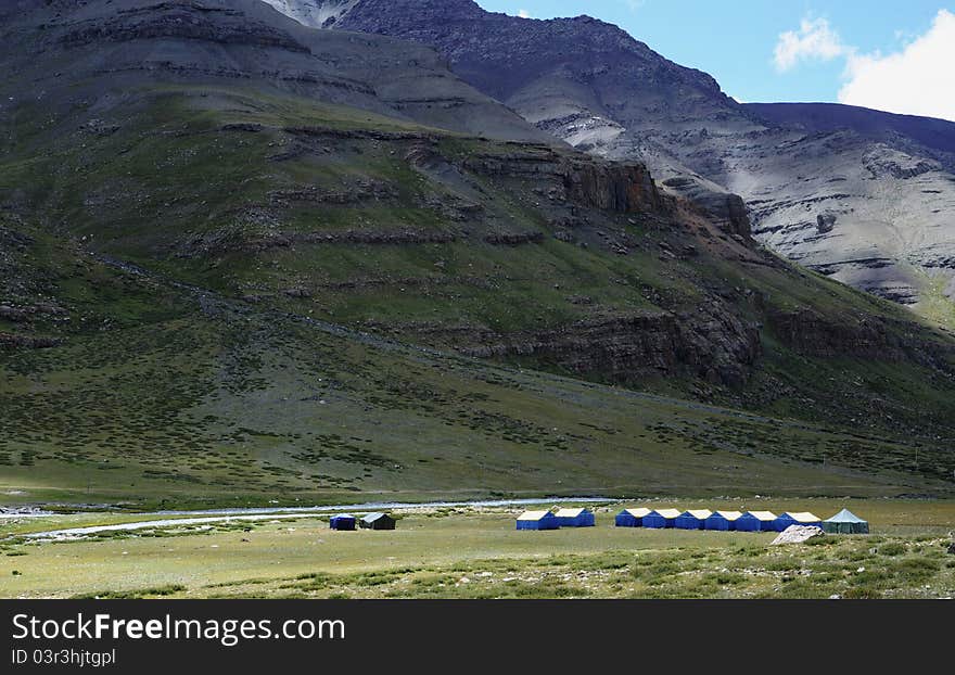 It's taken in ngari tibet, there are some constructions and workers camping. It's taken in ngari tibet, there are some constructions and workers camping