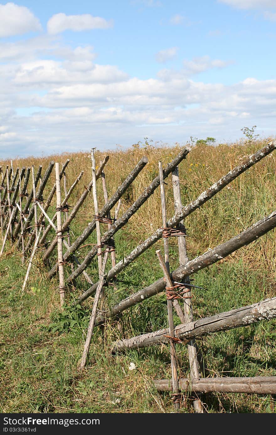 Wooden fence on Kizhi island Russia