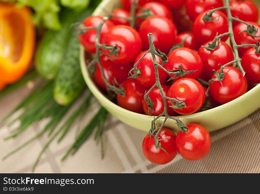 Cherry tomatoes on the vine