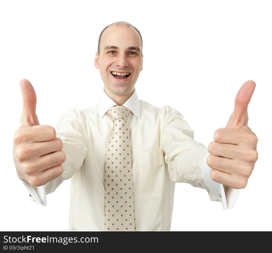 Businessman gesturing thumbs up