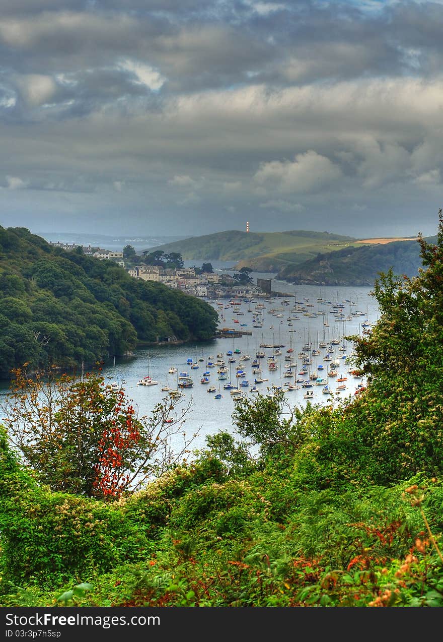 Image of the landscape of Polruan in Cornwall, England.