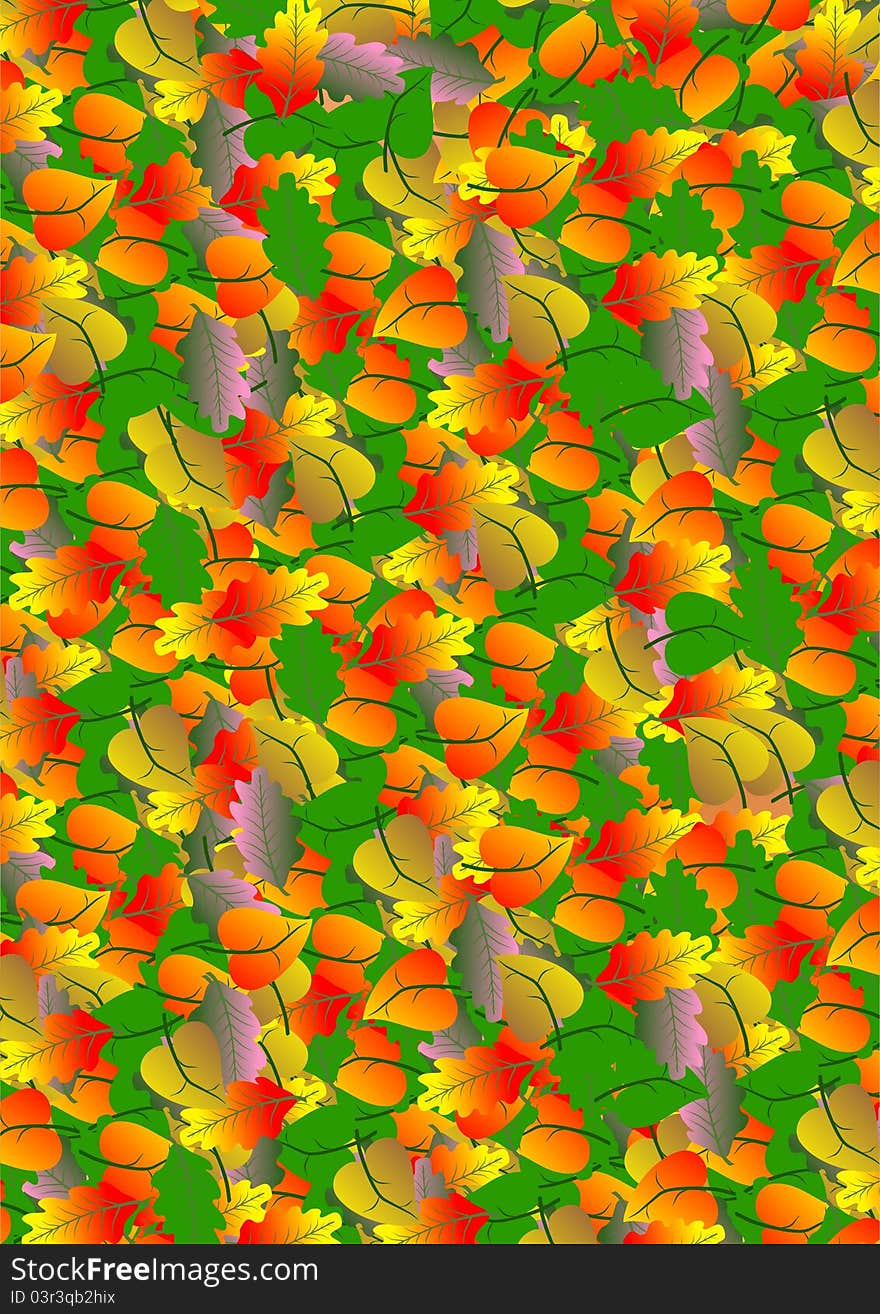 Fallen autumn leaves on an orange background. Fallen autumn leaves on an orange background.