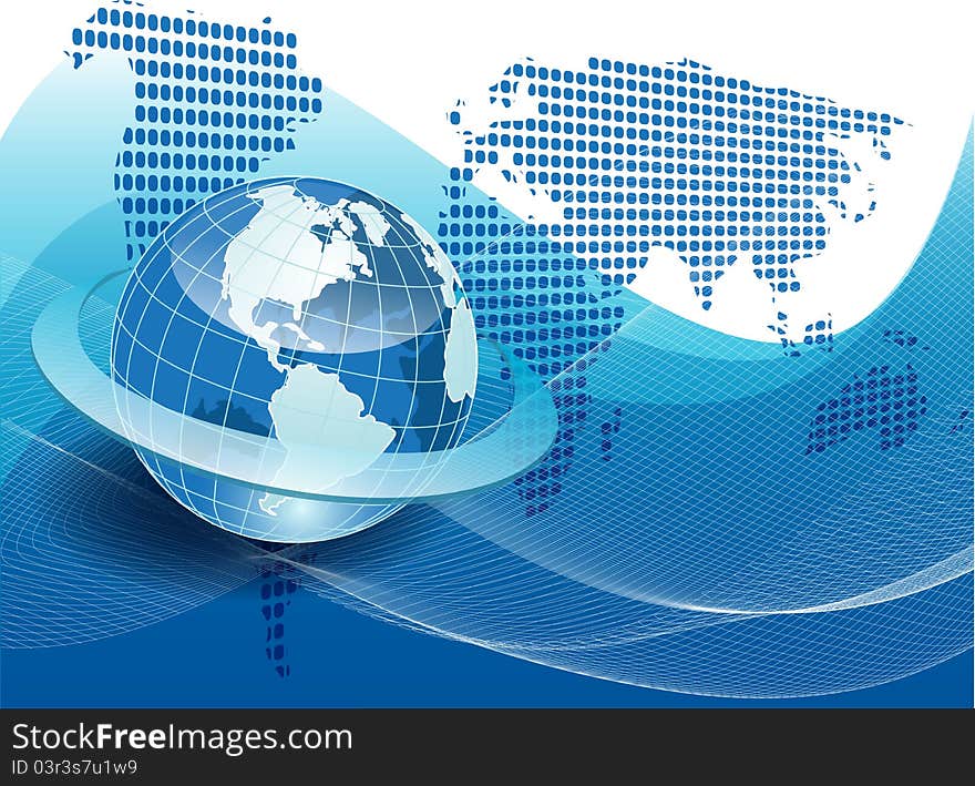 Illustration texture globe on net like blue background