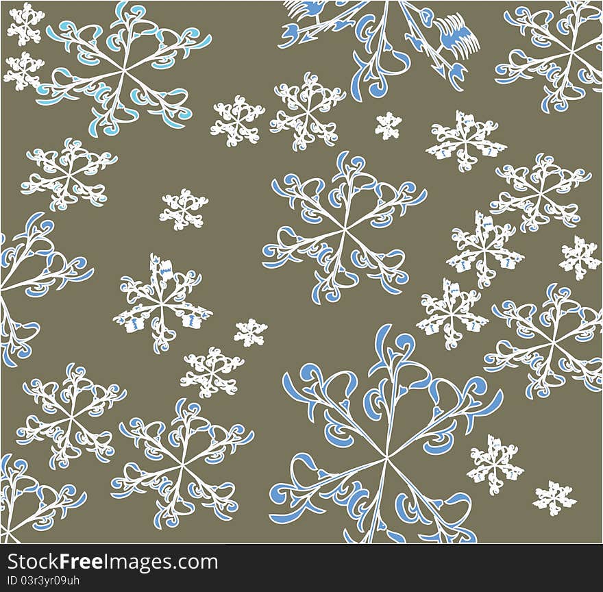 Gray background with snowflakes, illustration