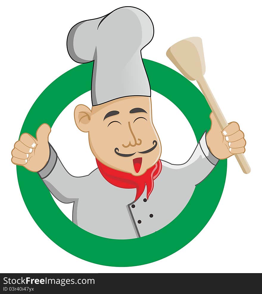 Master chef with hat and spatula. Master chef with hat and spatula