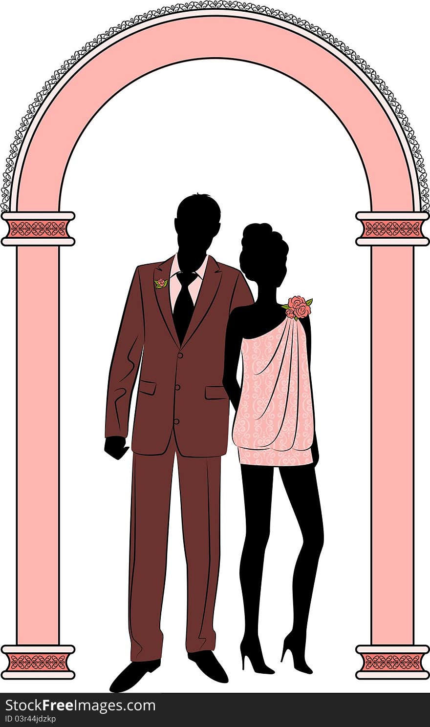 Illustration of beautiful bride and groom