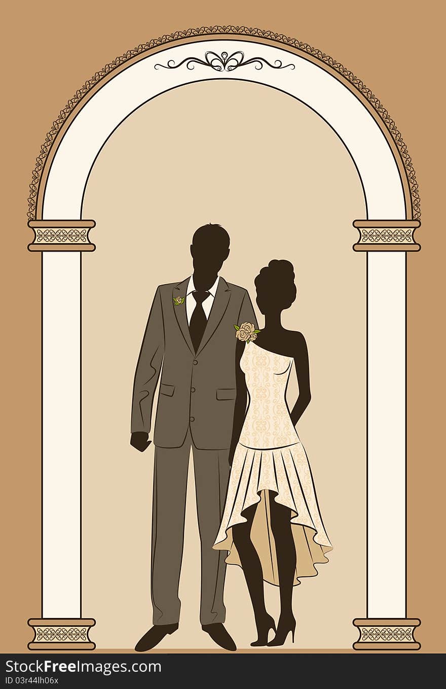 Illustration of beautiful bride and groom