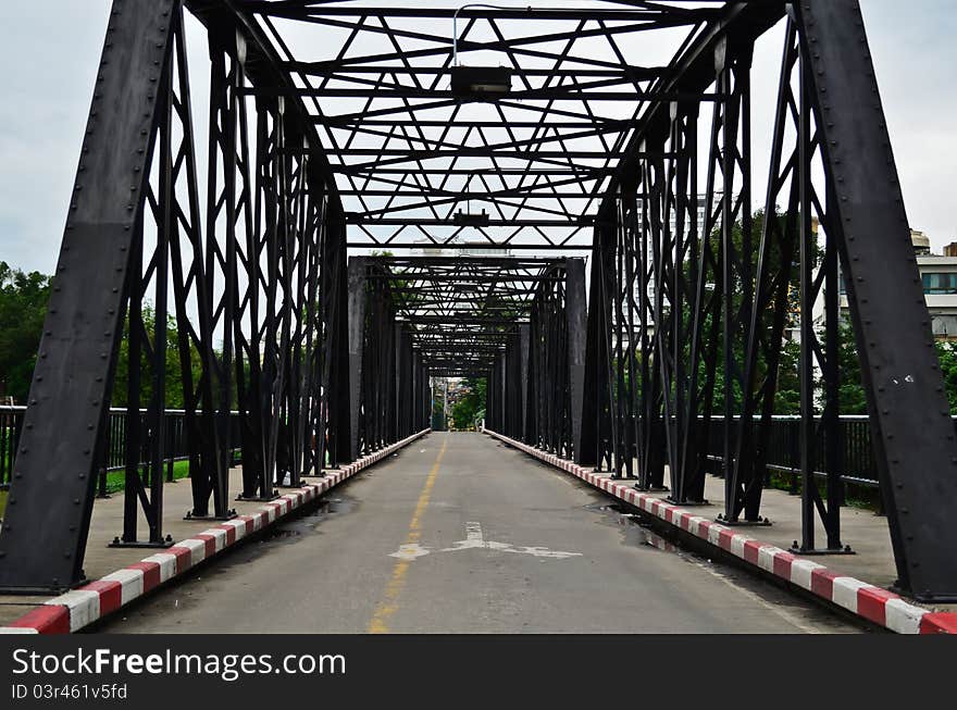 Steel bridge across Ping river, Chiang Mai, Thailand