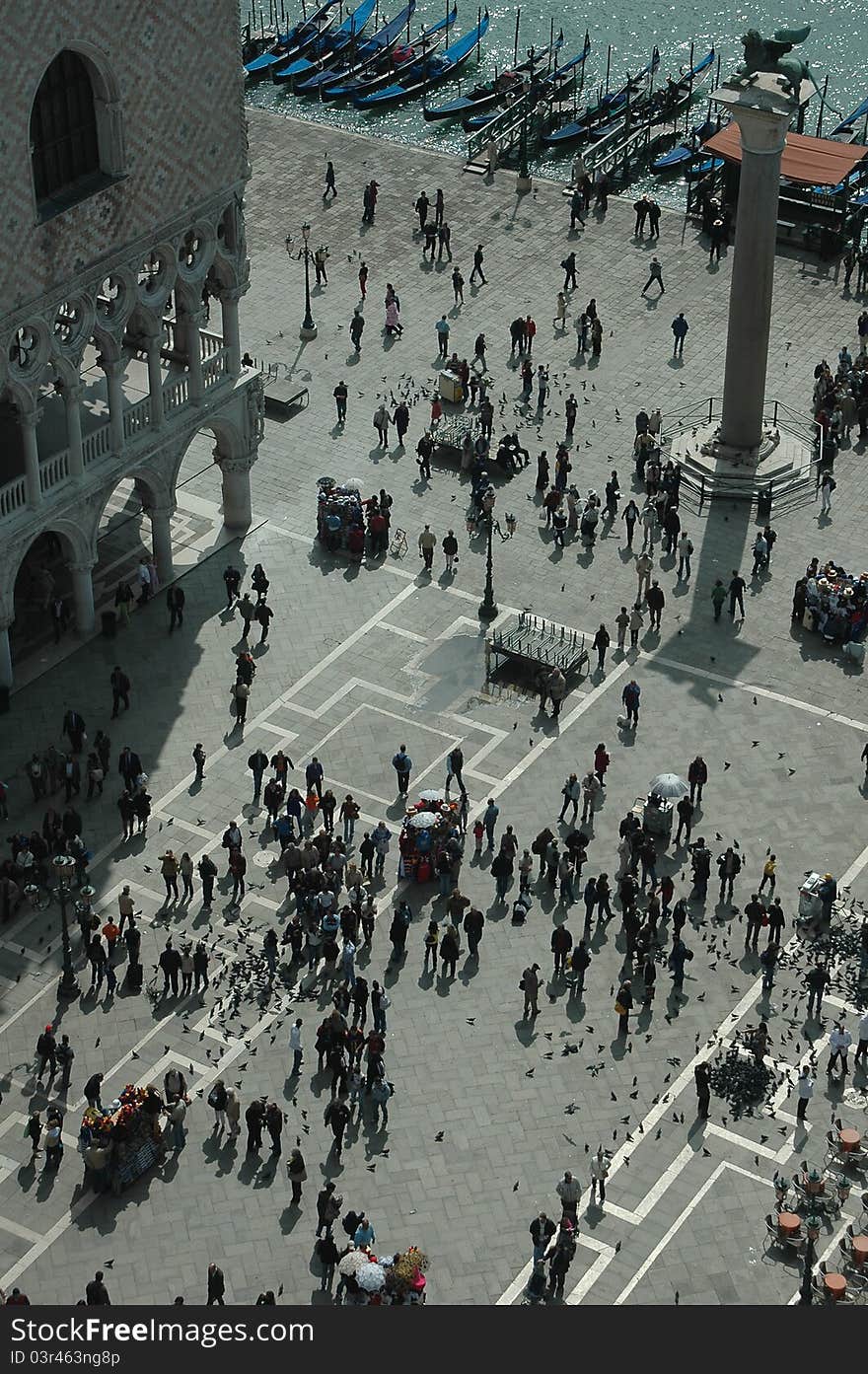 St Mark's Square and Doge's Palace in Venice from the Campanile tower in St Mark's Square. St Mark's Square and Doge's Palace in Venice from the Campanile tower in St Mark's Square