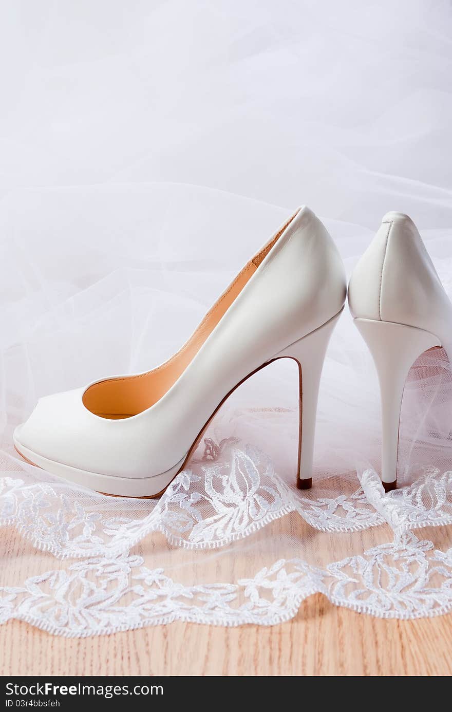 White shoes with high heel.