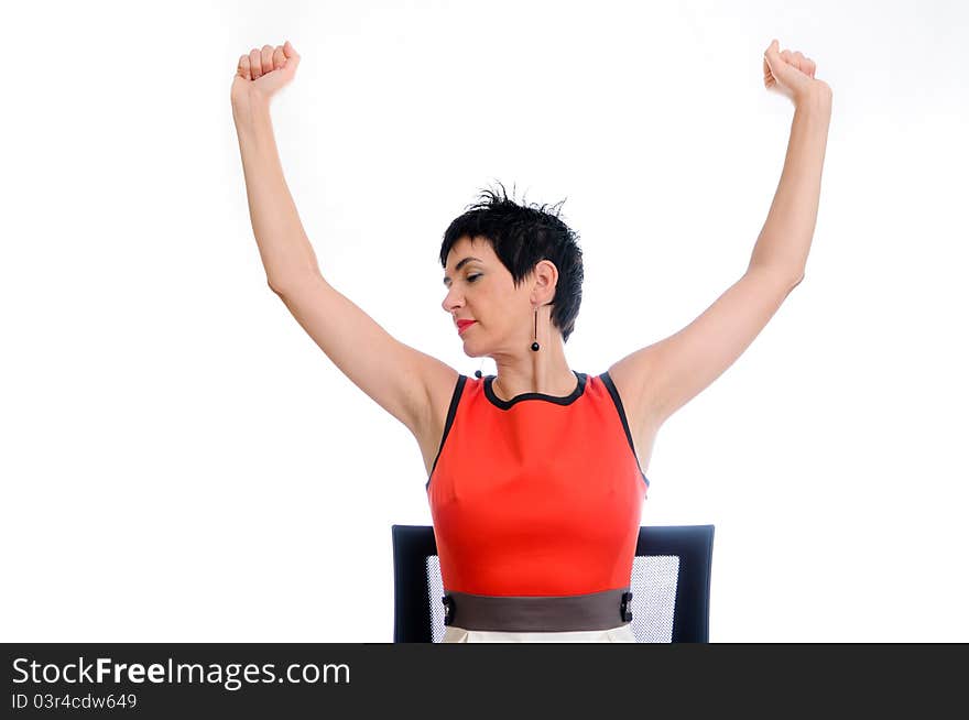 Successful Woman With Her Arms Up