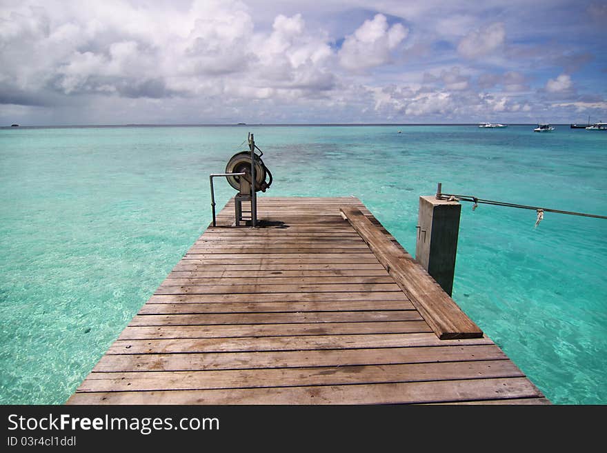 Small pier of tropical sea, Maldives