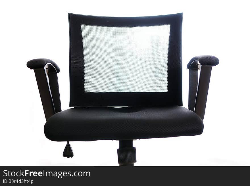 A black office chair on white background. A black office chair on white background