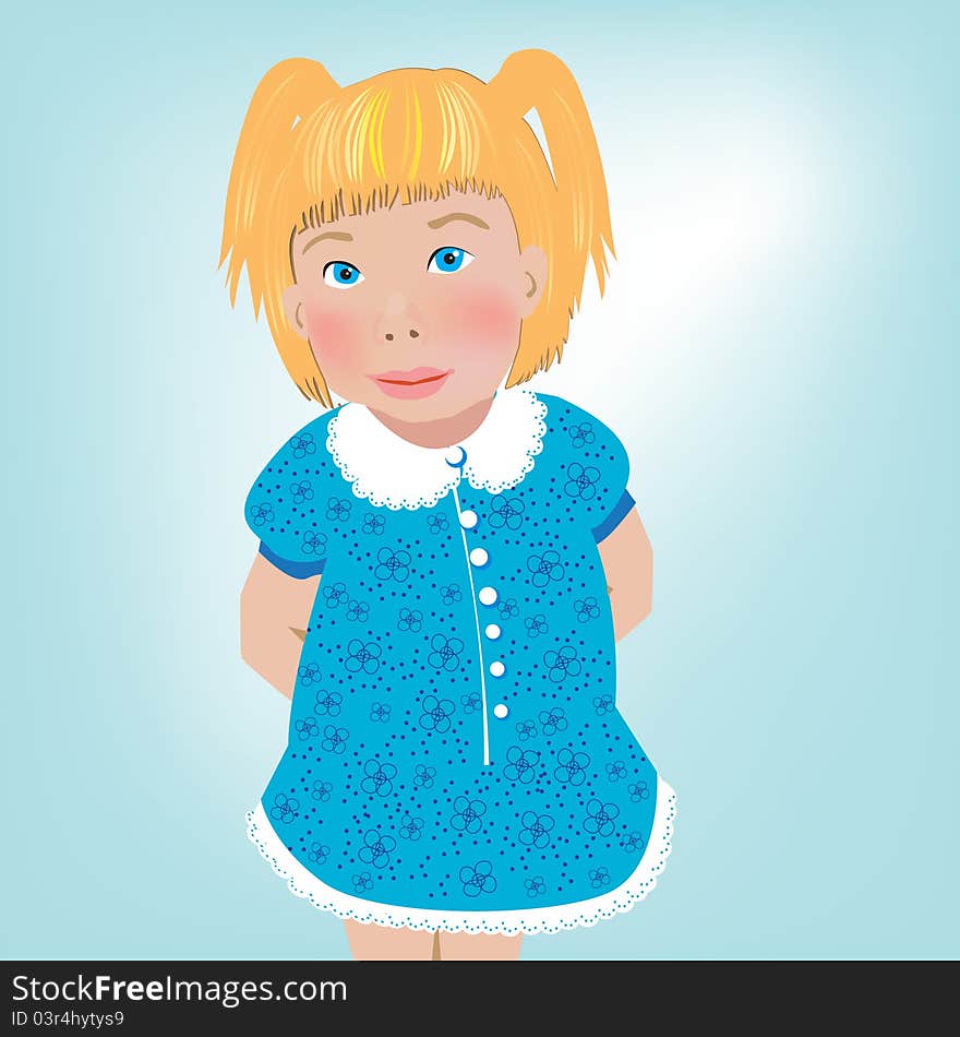 Blonde little girl smiling illustration