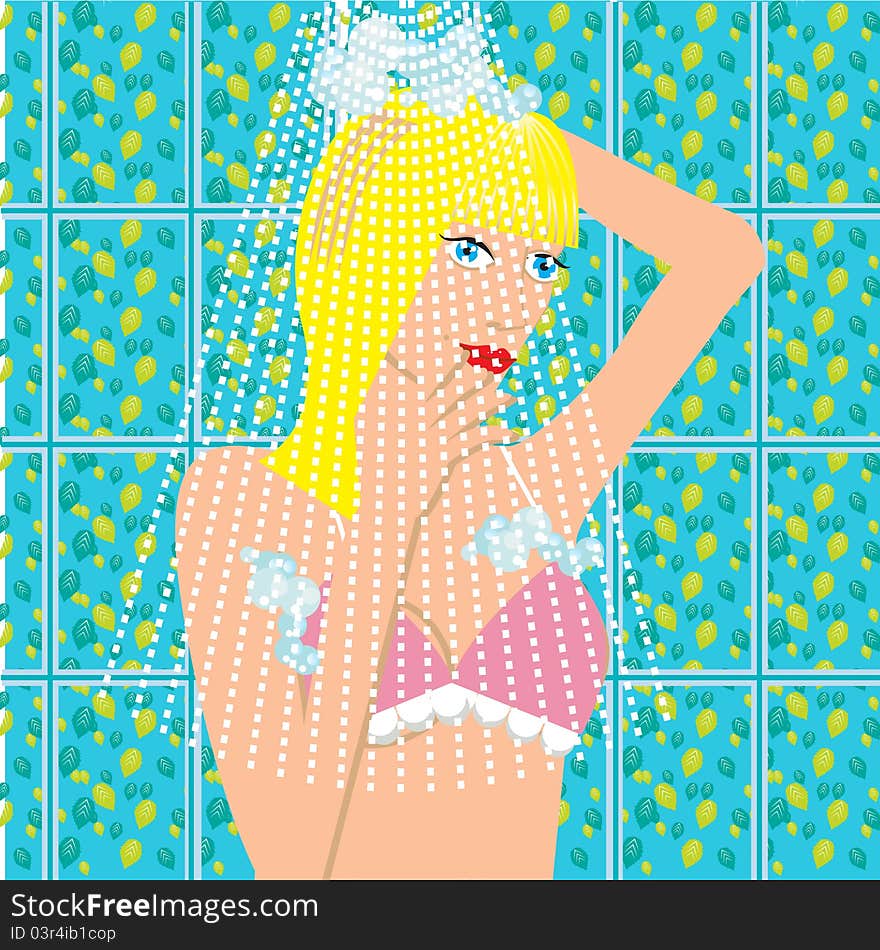 Young woman in shower