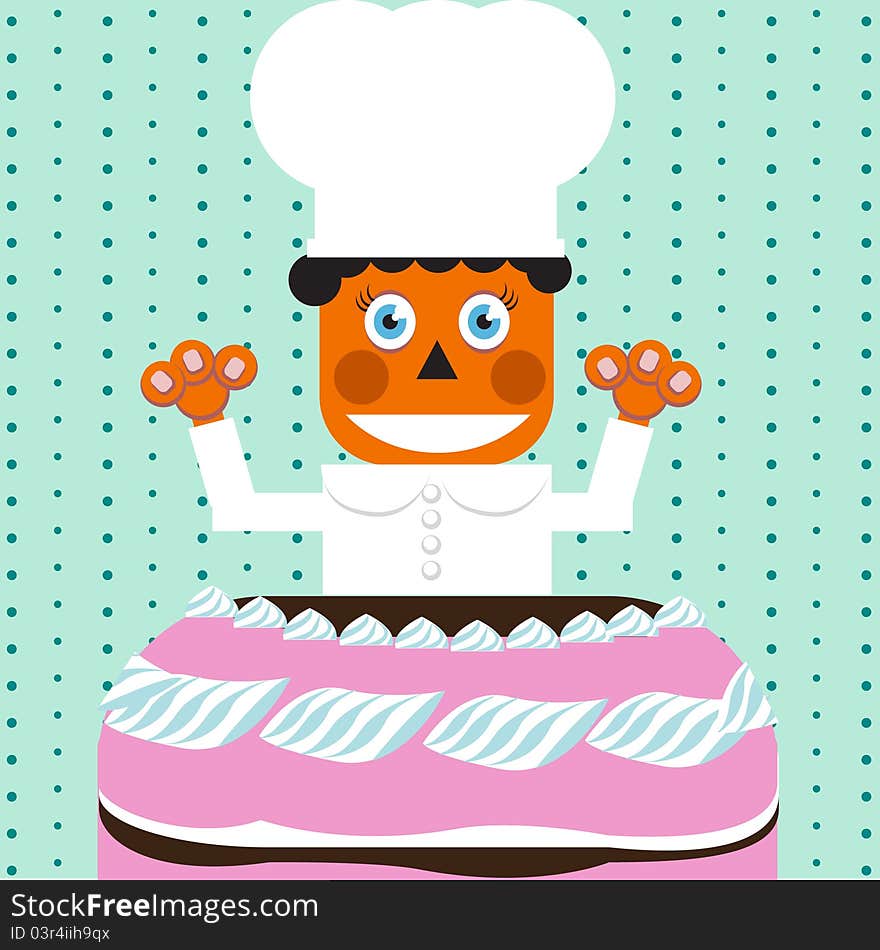 Chef making cake