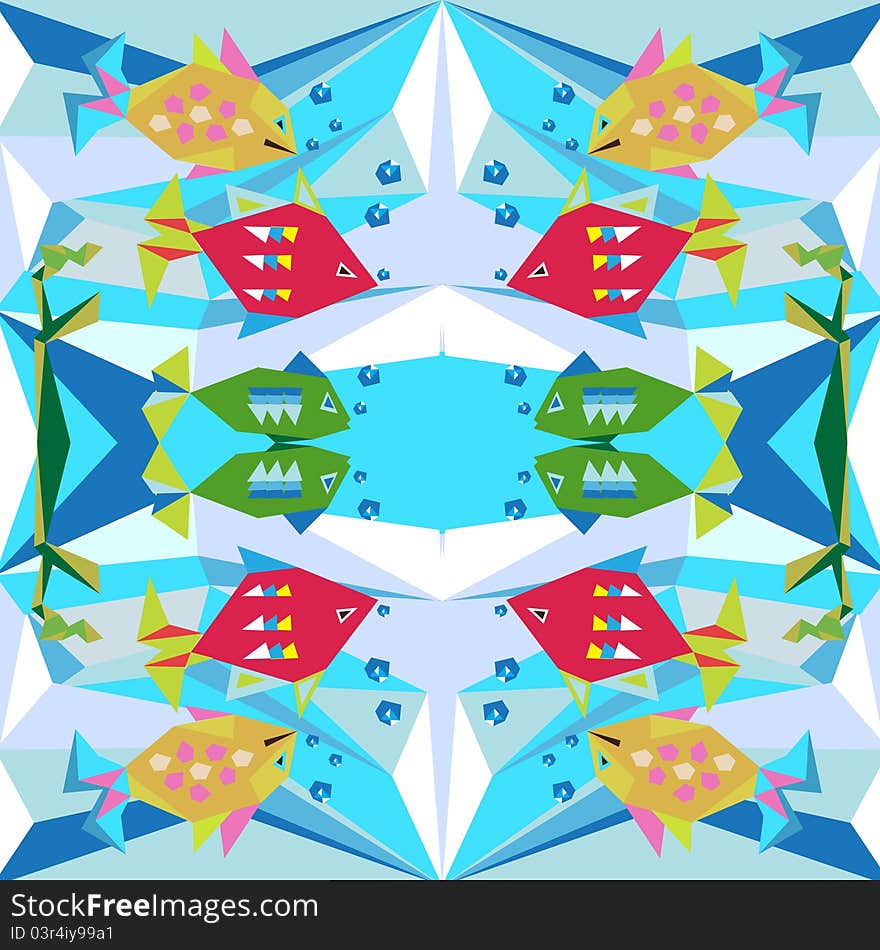 Fishes in water abstract background