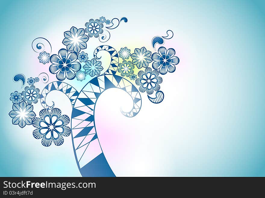 Abstract background with blue flowers place for your text. Abstract background with blue flowers place for your text