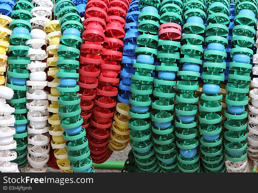 Swimming pool barriers rolled together