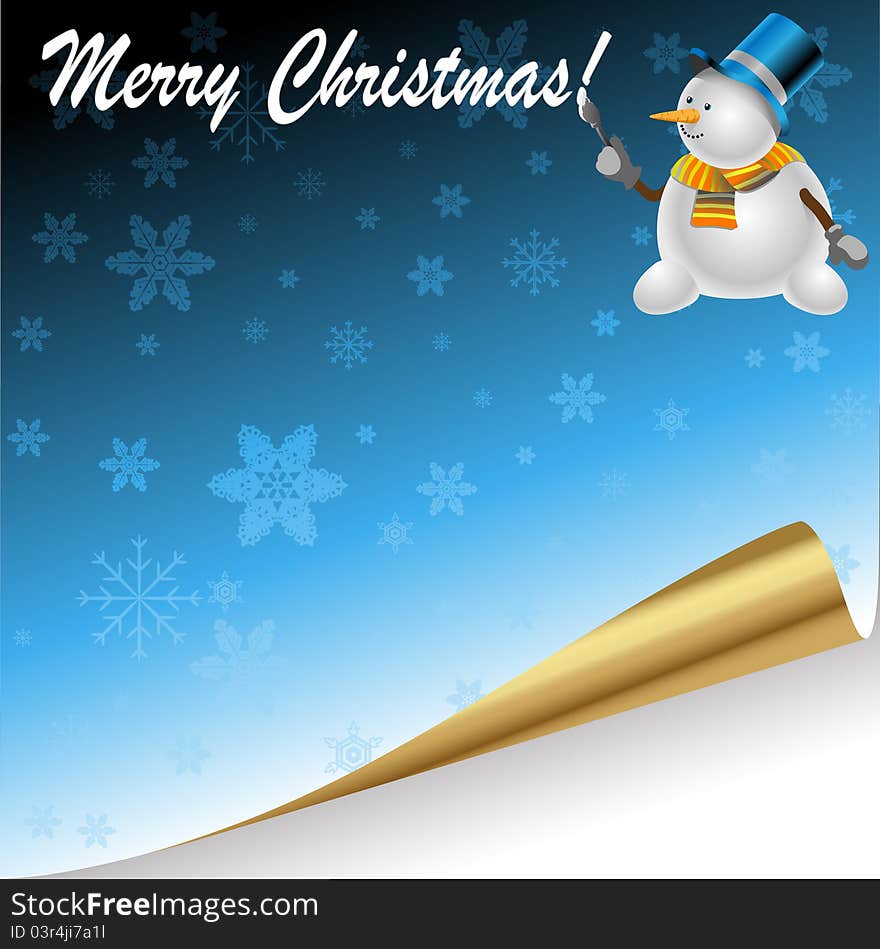 Illustration of Christmas background with festive snowman.