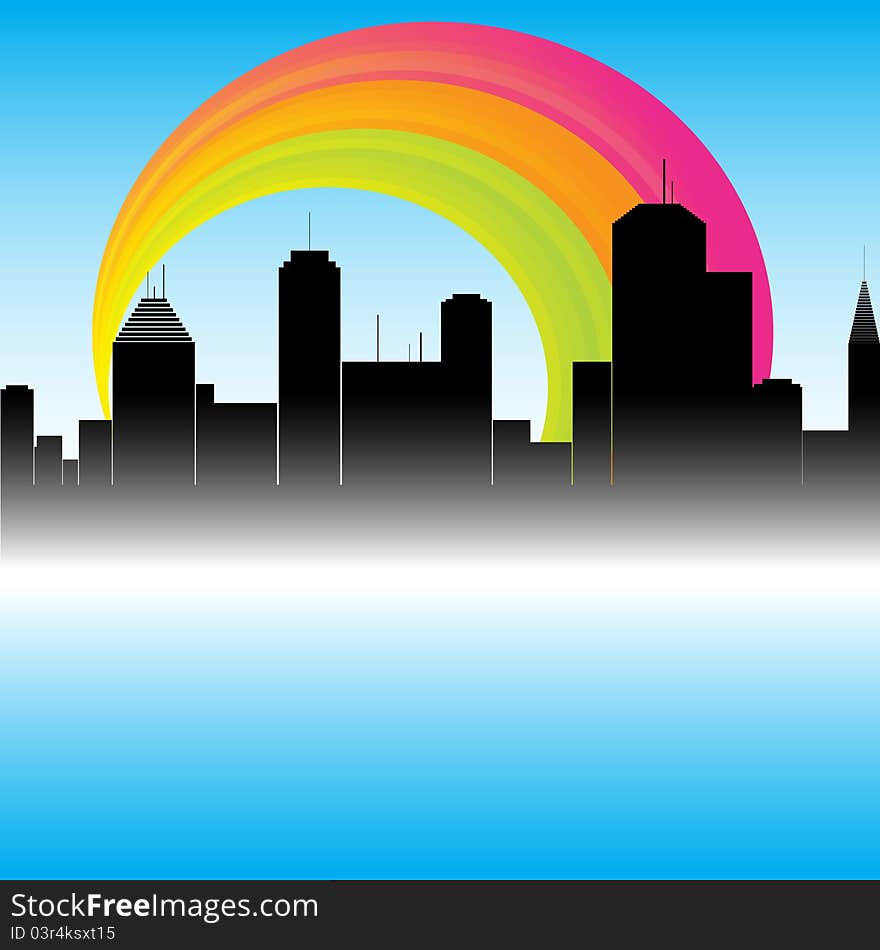 Colorful abstract vector city. Clip-art