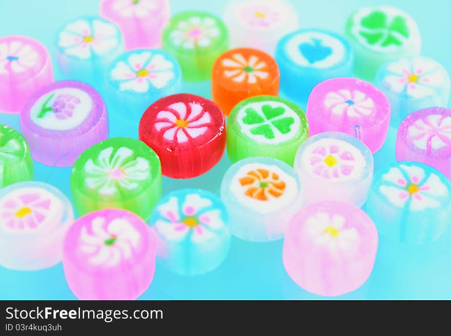 Colorful japanese candy with white background.