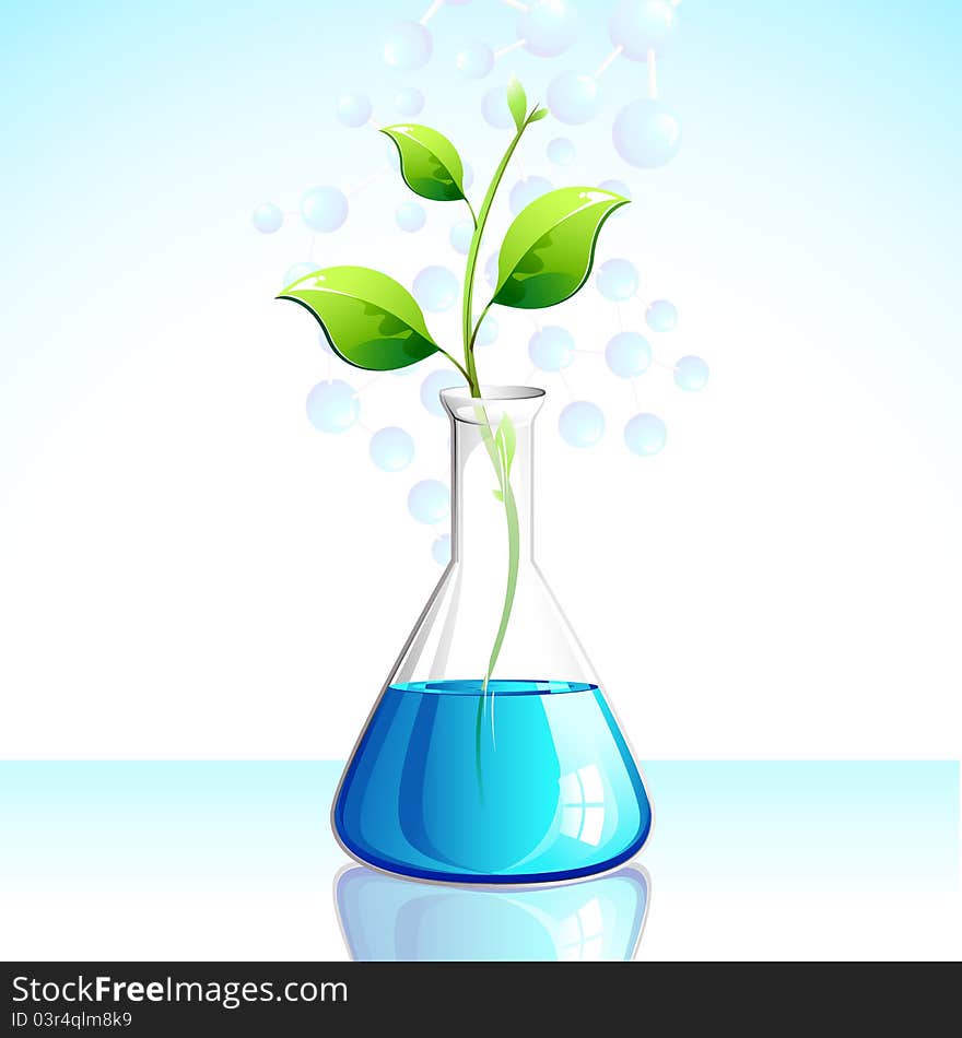 Illustration of plant growing in laboratory apparatus. Illustration of plant growing in laboratory apparatus