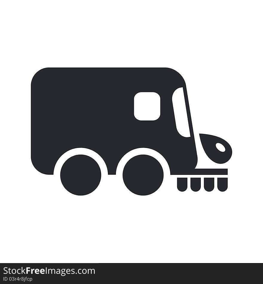 Vector illustration of single isolated icon depicting a road cleaner