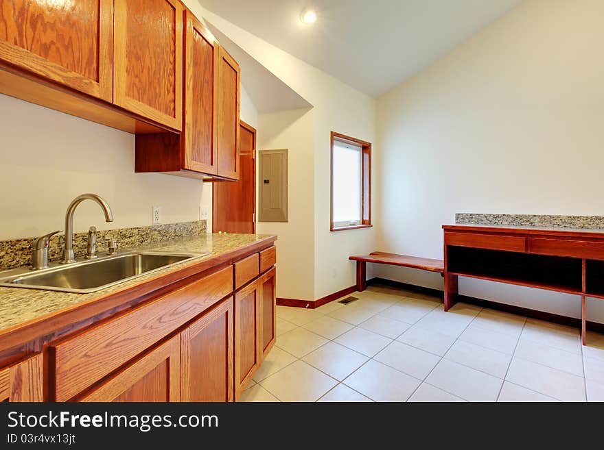 Laundry room with a new build ins.