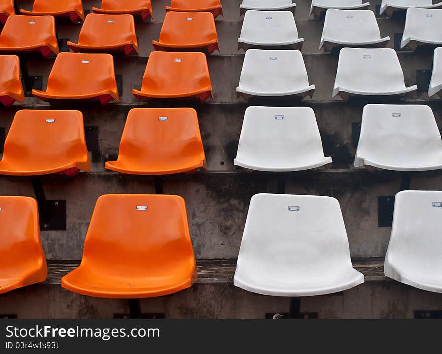 Front Of The Orange Seats On The Stadium