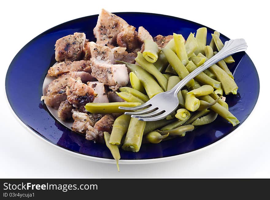 Steak with green beans