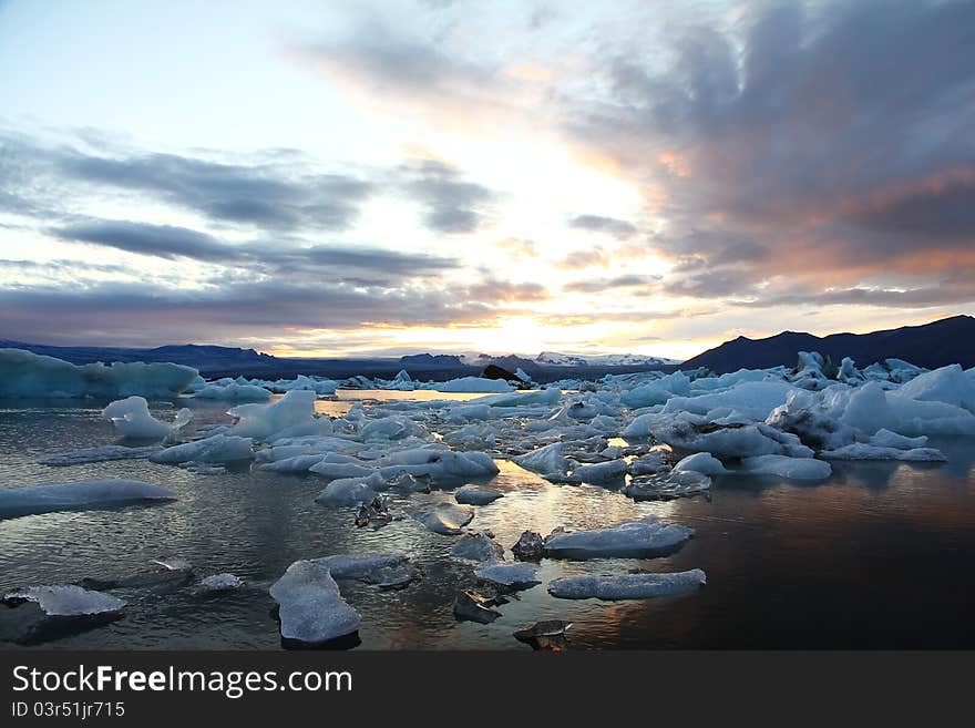 Sunset at Jökulsárlón