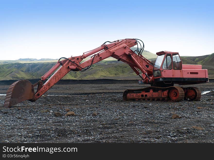 Excavator in Iceland