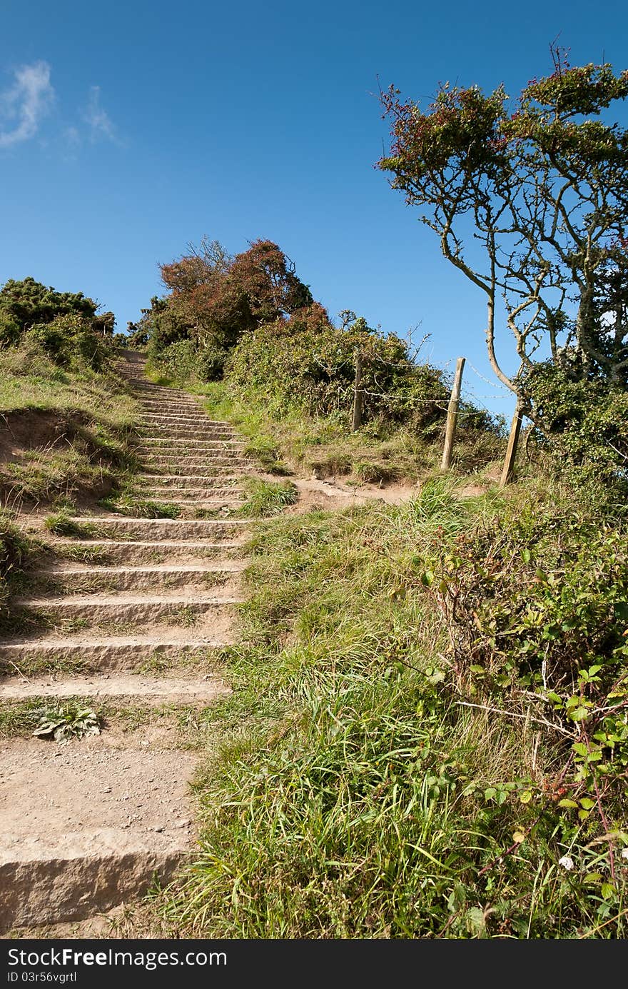 Stairs on the hill in Port Isaac in Cornwall. Stairs on the hill in Port Isaac in Cornwall