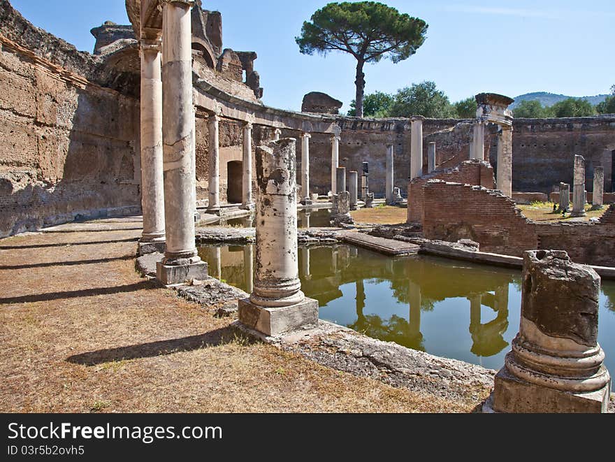 Roman columns in Villa Adriana, Tivoli, Italy