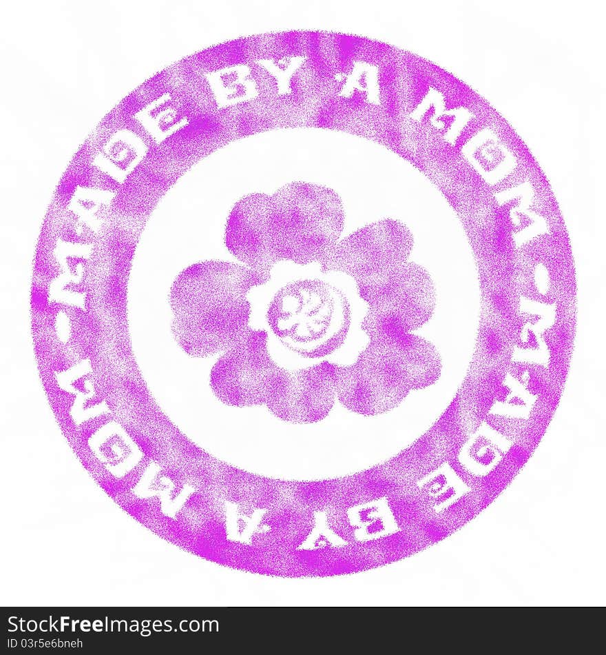 A rubber stamp image in the shape of a circle. It contains a flower in the center featuring the words made by a mom outlining the circle. A rubber stamp image in the shape of a circle. It contains a flower in the center featuring the words made by a mom outlining the circle.